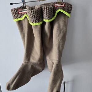 Hunter Brown Fleece Boot Liners with Neon Trim Size L